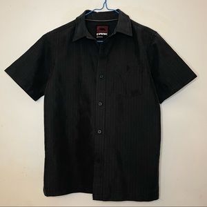 Tony Hawk Short Sleeve Button Up Shirt, Black, Size M